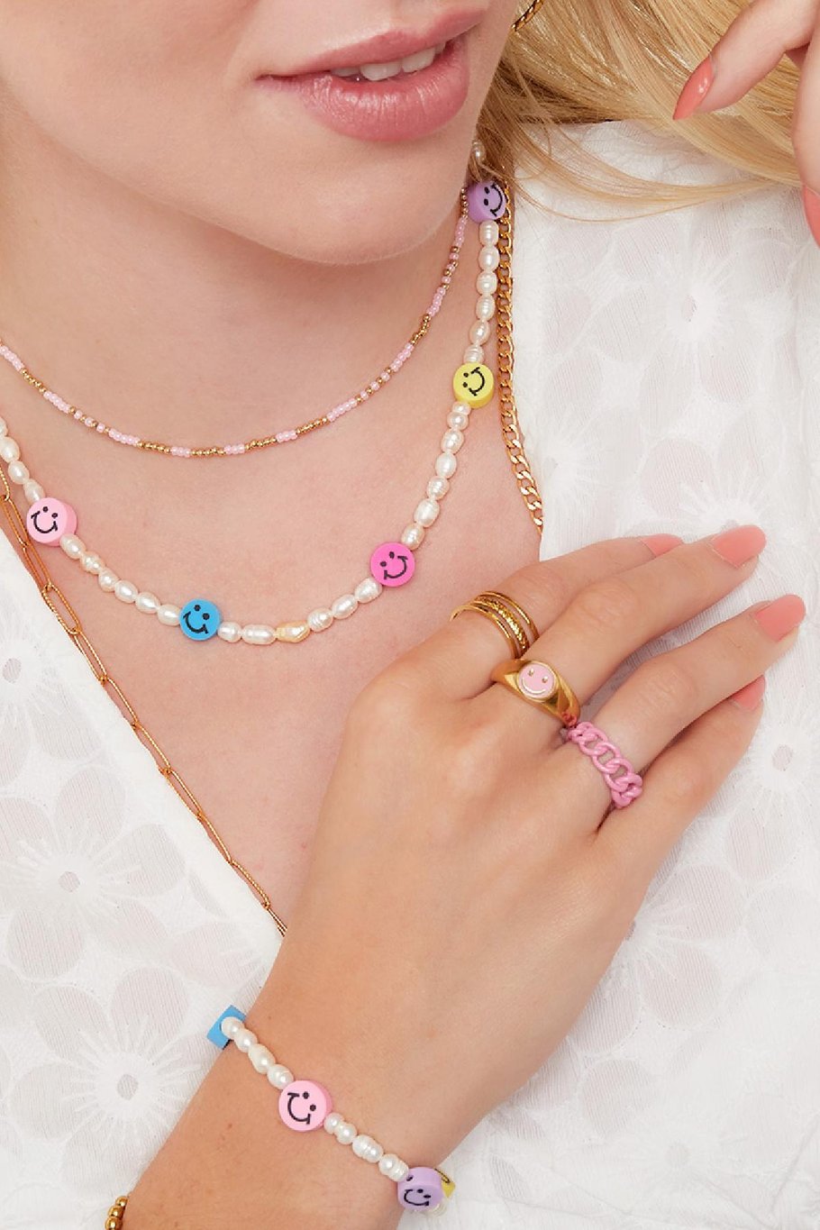 Armband Smileys und Perlen Multi Perlmutt Bild3
